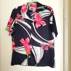 VTG Hilo Hattie Hawaiian Shirt Mens  Floral Vibrant Multicolor